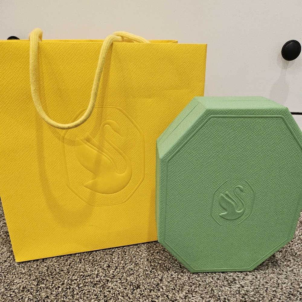 NEW Swarovski Yellow Gift Bag And Empty Green Box
